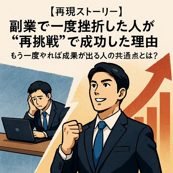 【再現ストーリー】副業で一度挫折した人が“再挑戦”で成功した理由｜もう一度やれば成果が出る人の共通点とは？