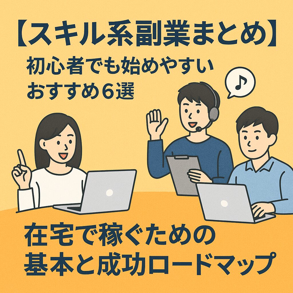 【スキル系副業まとめ】初心者でも始めやすいおすすめ6選|在宅で稼ぐための基本と成功ロードマップ