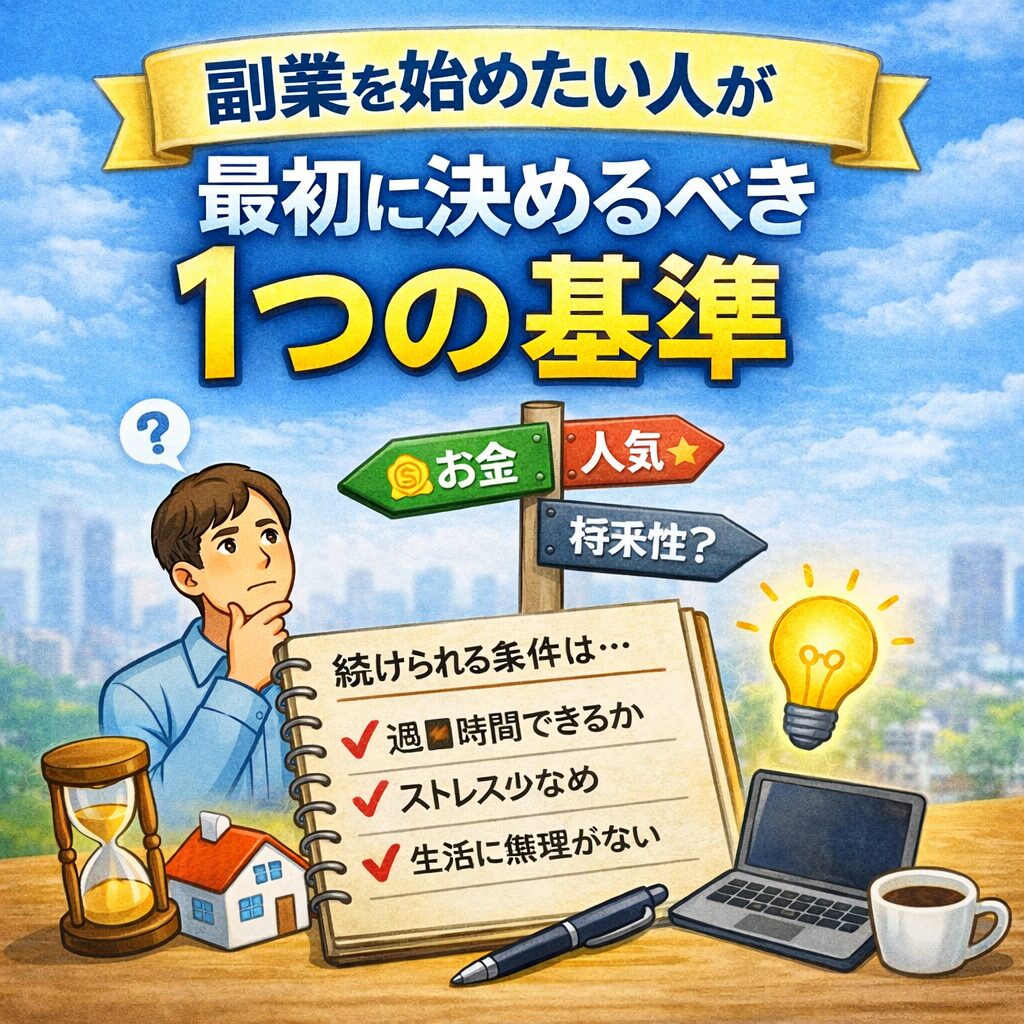 【迷ったらこれ】副業を始めたい人が最初に決めるべき1つの基準